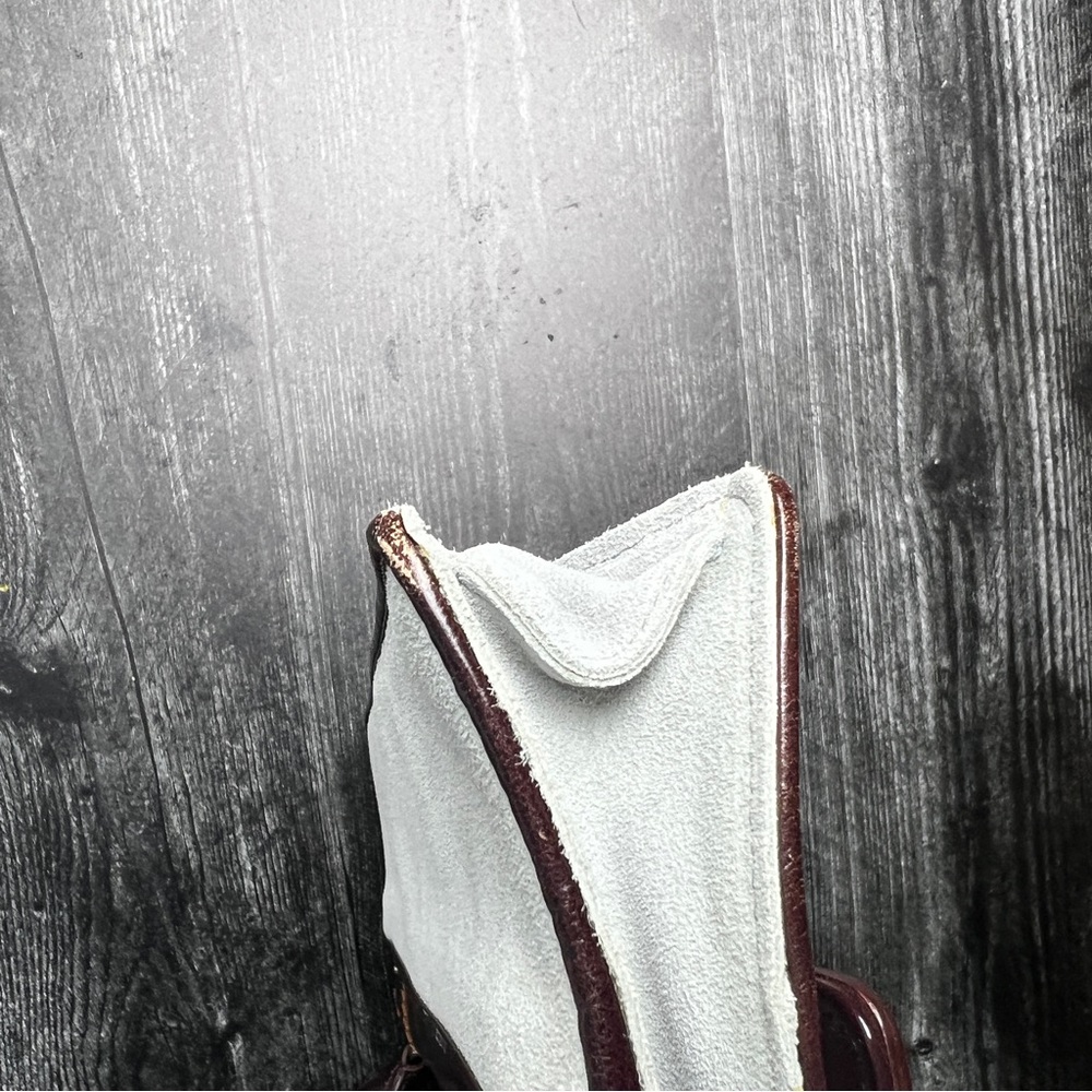 Anne Taylor Y2K Mini Baguette Bag Gray and Brown Suede and Leather - Picture 13 of 16